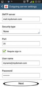 outgoing server setting android