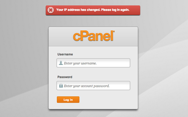 your ip address has changed. please log in again