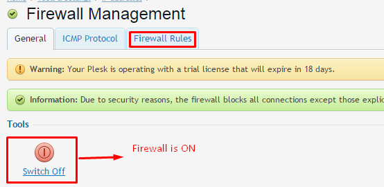 firewall rule in plesk