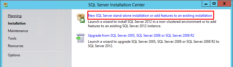 install sql server 2012