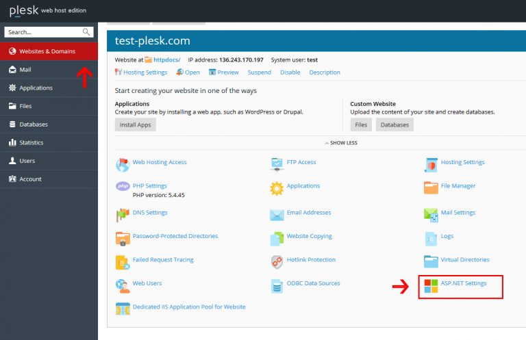 change asp.net version in pllesk